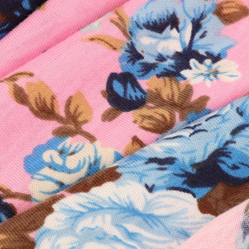 Set DRESHOW BQUBO Floral Swaddles for Baby Girl Newborn Receiving Blanket with Bow Hat Mittens Wooden Birth