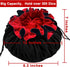 SIQUK Large Dice Bag with Pockets, Drawstring Storage Bag for DND, RPG, MTG Table Games, Holds over 300 Dice (Black &