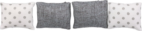 Dollhouse Bedding 5 Piece Set with Comforter & Pillows, Realistic Bedroom Accessories for 6 inch Dolls, Gray and White