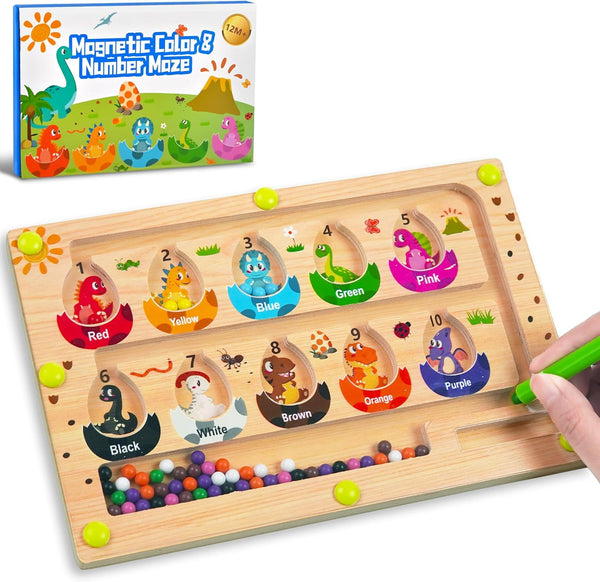 Zemobra Montessori Toys Busy Board Travel Toys for Toddlers Kids Wooden Magnetic Color