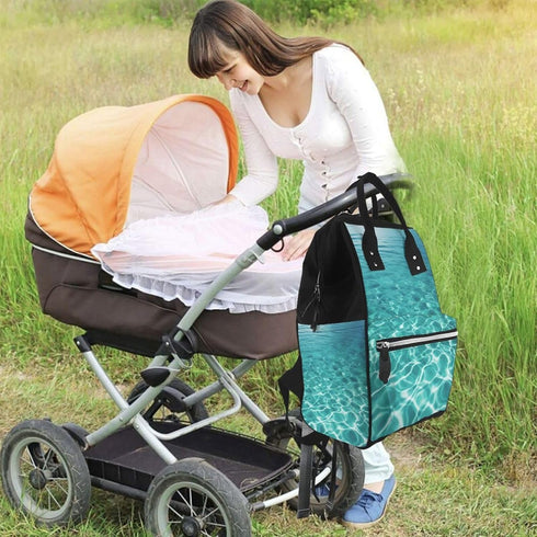 FHEDVBN Backpack Mummy Backpacks Daypack Blue Aqua Pool Water Diaper Bag for Women Multifunction Waterproof for Mom