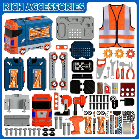 Set 68 Set 3-5, Kids Tool Bench with Electric Drill & Work Clothes, PCS Realistic Toddler Tool for Ages STEM Workbench