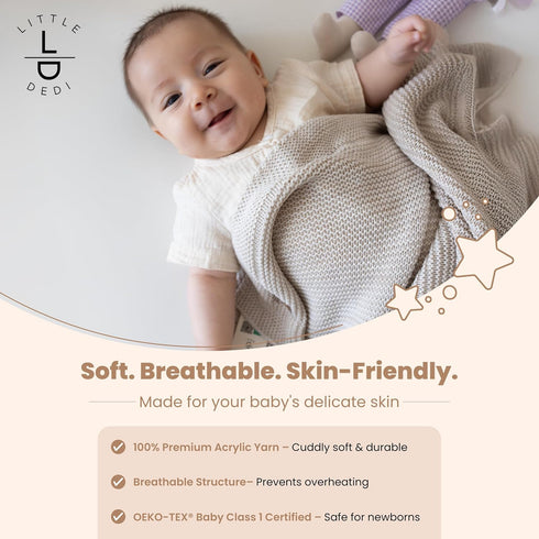 100% 30 40 Soft Baby Knitted Blanket - Acrylic, Soft Toddler, Crib, Stroller Blanket - Neutral Swaddle and Receiving