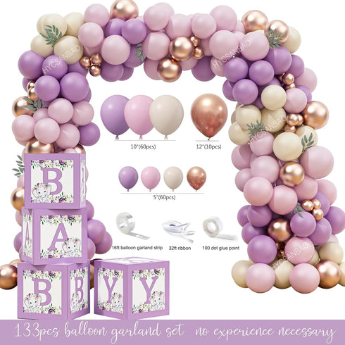 HYCSANBAO Elephant Baby Shower Decorations for Girl, Pink Purple Elephant Baby Shower Party Supplies, It's a Girl