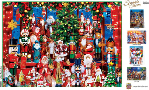 Masterpieces 500 Piece Glitter Christmas Jigsaw Puzzle - Holiday Festivities, 15"x21"