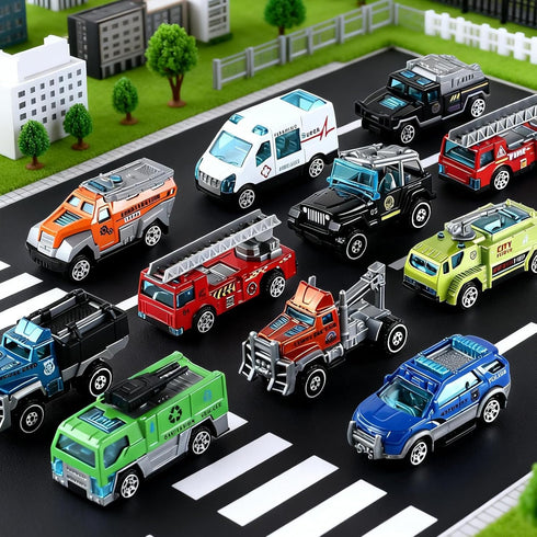 Cleboen Set 12 Pack City Car and Truck Surprise Egg for Kids, Blind Eggs with Alloy Car Toys Inside, Ideal Gift