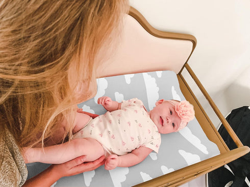 Premium Baby Changing Pad Covers 4 Pack - Pure Cotton Machine Washable Grey and White Changing Table Cover