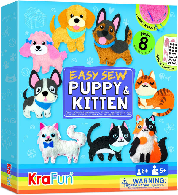 KRAFUN Easy Sewing Kit for Beginner Kids Arts & Crafts, 8 Easy