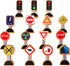 15 Pieces Wooden Traffic Signs for Kids, Zany Street Signs for Play Mats and Toy Trains, Educational Accessories