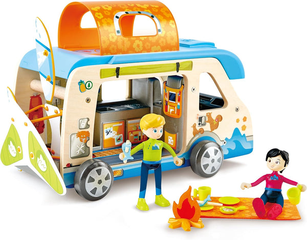 Hape Adventure Van for Pretend Play with Action Figures, Dimensions: 12.2 x 6.7 x 5.7 inches