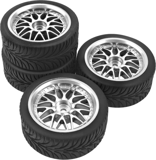 OD 2.55" Rubber Tires & Plastic Wheel Rims 12mm Hex Hub for HSP Tamiya HPI Kyosho Redcat 1/10 Cars