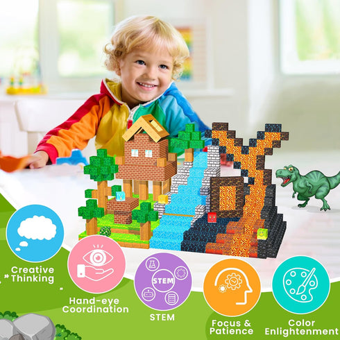 150PCS 3 4 5 6 7 8, Magnetic Blocks: Magnetic Building Block Cubes for Kids Boys Girl Ages STEM Magnet Block Dinosaur