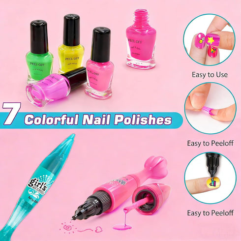 Set 7-12 Amagoing Kids Nail Polish for Girls, Girls Nail Kit Ages with Nail Dryer, Quick-Dry Nail Polish, Nail Art