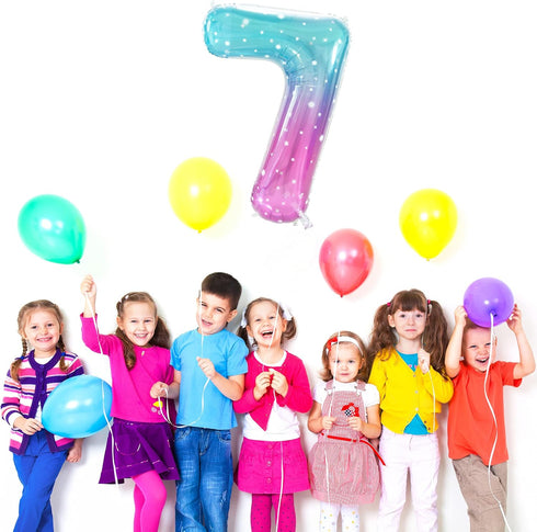 Large Number 7 Balloon - 40 Inch 7th Birthday Party Decorations Supplies for 7 Year Old Sign Decor