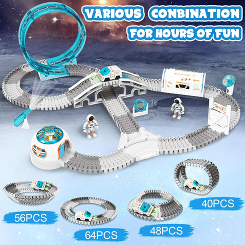 Set, 205 Set 4-7 3-12 KIZJORYA Construction Race Track, Space Train Track PCS DIY Flexible Tracks Play for Boys