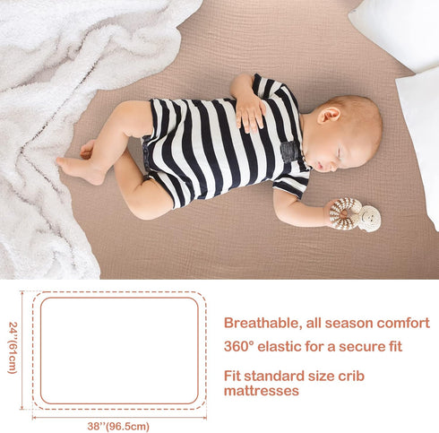 4 24 38 Inch Cozy Pack Mattress(24 38 Inch,Natural Gerrii Pcs Muslin Mini Crib Sheets x Baby Crib Sheets Fitted Cotton