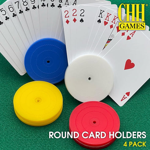 4 Piece Round Card Holders in Red, White, Yellow & Blue