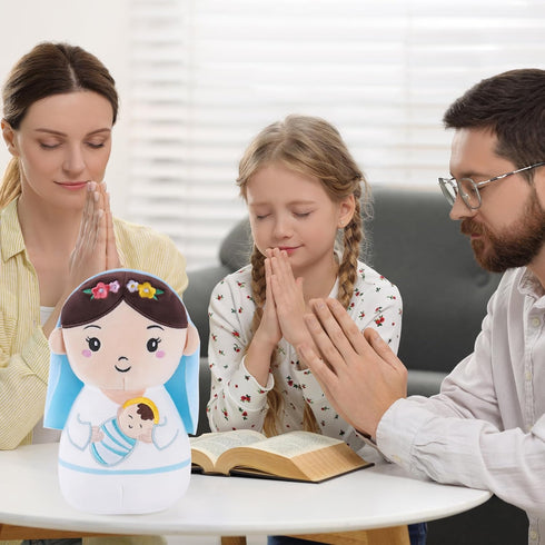8-Inch Set, Virgin Mary Plush Doll, Mother Mary Stuffed Plushie Pillow Holding Baby Jesus, Catholic Toys for Kids, Baby