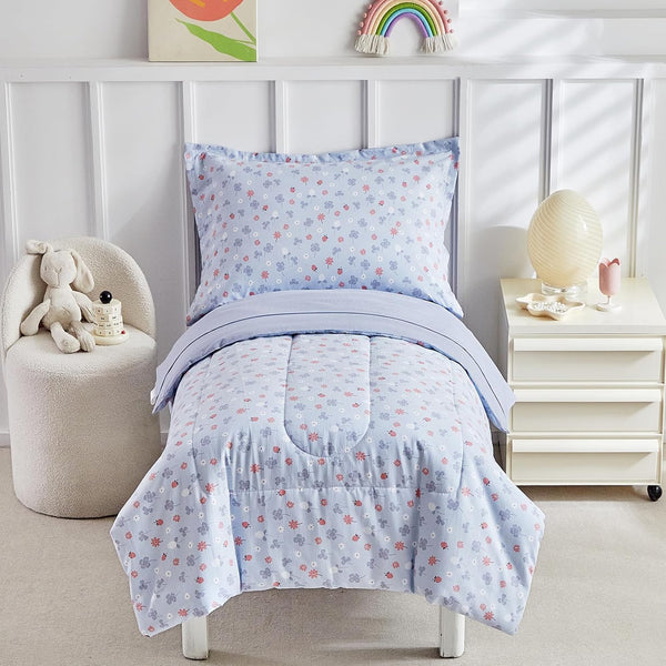 DuShow Toddler Bedding Set for Girls and Boys,4 Piece Bed-in-a-Bag Toddler Comforter