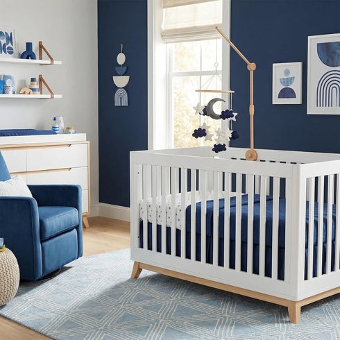 Handmade Crib Mobile - Blue Moon, Stars & White Clouds for Boys