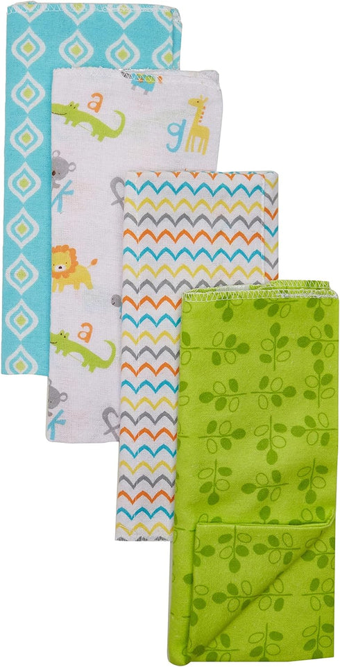 Luvable Friends Unisex Baby Cotton Flannel Burp Cloths, ABC, One Size
