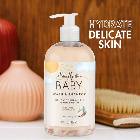 100% 13 oz SheaMoisture Baby Wash and Shampoo Virgin Coconut Oil for Baby Skin Cruelty Free Skin Care