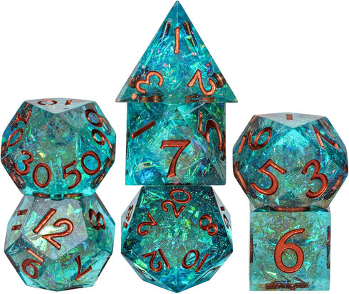 7PCS DND Dice Set | Handmade Sharp Edge Polyhedral Dice for Dungeons and Dragons TTRPG Games with Gift Box