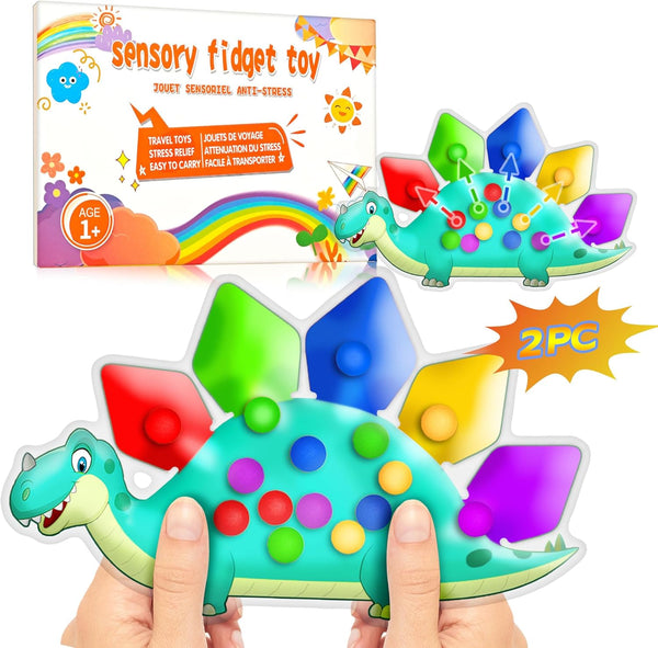 UIIOPJIOM 2PC Dinosaur Color Sorting Sensory Toys for Toddler, Montessori Toy Learning