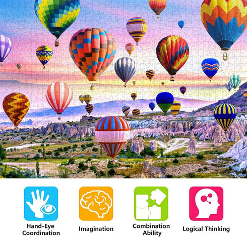 Puzzles for Adults 1000 Piece - Hot Air Balloons Landscape Style Jigsaw Puzzle Game, Toys Gift