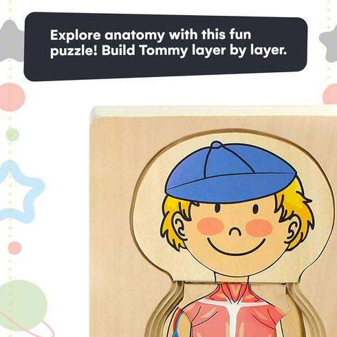 Kidzlane Boy Wooden My Body Puzzle, 29 Piece Boys Anatomy Puzzle for Kids Ages 3+