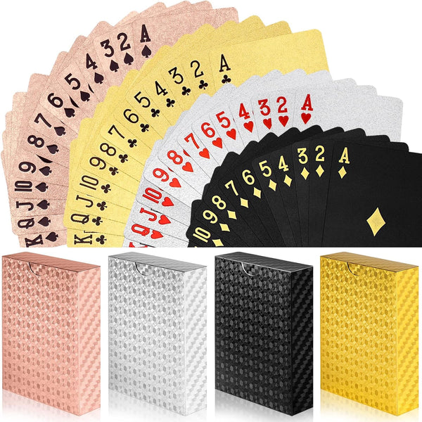 Waterproof Playing Cards, 4 Decks Plastic Poker Cards, Novelty Poker Cards for Men Adults Family Game Party