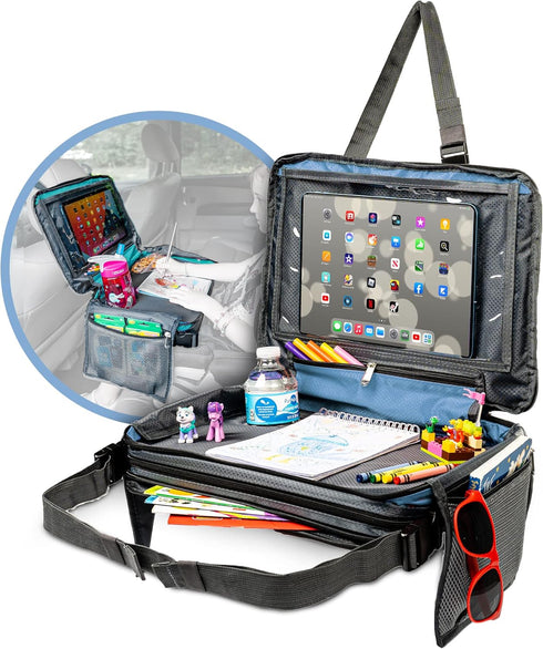 BE Family Travel Kids Car Seat Tray, Car Accessories for Children, Multipurpose Snack Tray for Engaging Activities