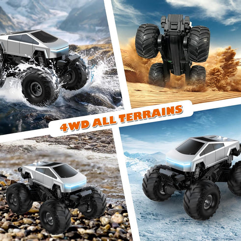 NYVEWIW 1:18 4WD 360 2.4GHz 6+ Remote Control Monster Truck with Charging Dock, Amphibious RC Car Rotation & One-Click