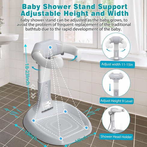LUOPIAO Base,Anti-Pinch (6-36 Baby Shower Stand, Adjustable & Foldable Baby Bath Stand with Anti-Slip Silicone,Baby