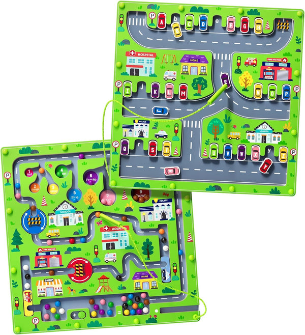 rifamee 2 in 1 Magnetic Color and Number Maze Magnet Alphabet Counting Double