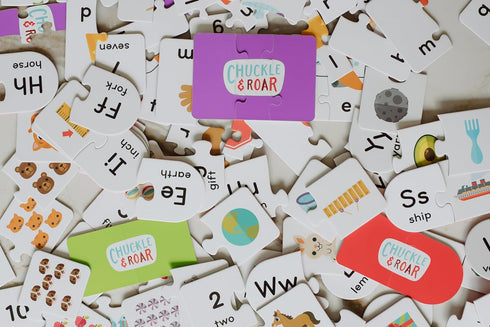 Chuckle & Roar Learning Puzzle Ultimate Pack, Letters, Numbers, and Shapes, Self-Guided Learning Toy for Preschoolers