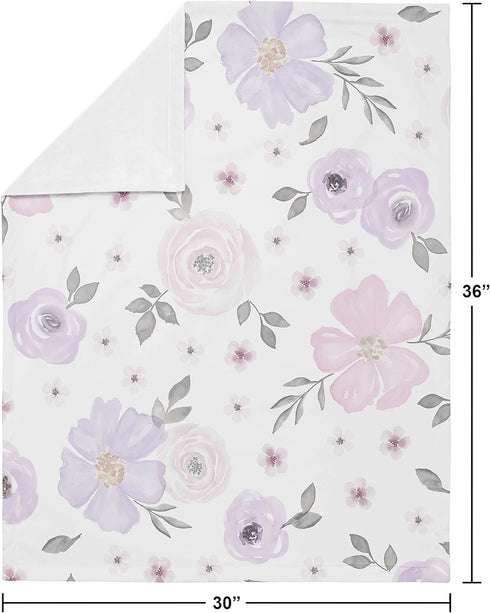 Sweet Jojo Designs Shabby Chic Rose Flower Watercolor Floral Baby Girl Receiving Security Swaddle Blanket for Newborn