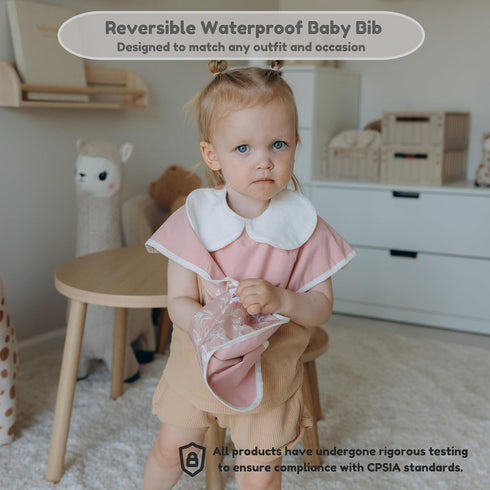 6-Layer 6-36 2-Pack, Waterproof Baby Bib, Reversible, Adjustable, Washable, Stain Oil Resistant, Months, food bib