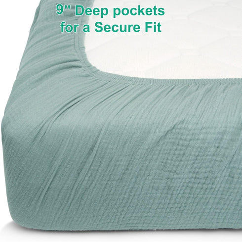 Boys-2 Pack 28"x 52" Muslin Fitted Crib Sheets for Girls & Soft Baby Mattress Sheet-No Slip Boho Neutral Breathable