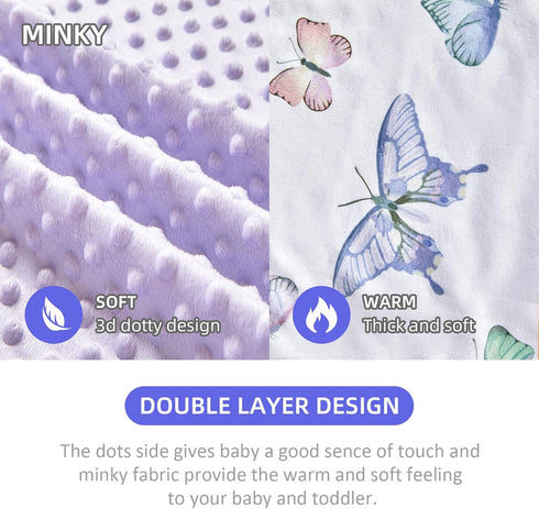 Gifts(30"*40",Butterfly) iEvolve Baby Nursery Bed Blankets Ultra Soft Double Layer Mini Blanket Minky Blanket Receiving
