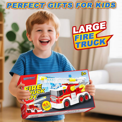 3 4 5 6 7 8 15" Large Fire Trucks Toys for Toddlers, Kids Toys for Years Old Boys, Firetruck Toy for Kids with Ladder