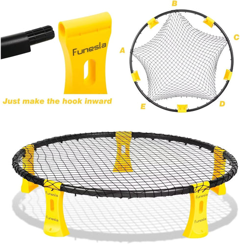 Funeslaball Roundnet Game Set with 3 Balls Kit and Carrying Bag, Beach Lawn Ball Game for Adults and Family, Indoor