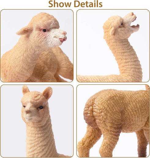 Toymany 8PCS Realistic Alpaca Figurines, Plastic Llama Figures for Christmas Birthday Toy Gift for Kids