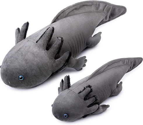 Large 30-Inch Axolotl Plush - Cute Grey Weighted Stuffed Animal Pillow Toy for Kids