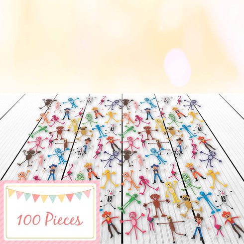 100 4-8 8-12 Fun Express Mega Bendable Toy Bulk Assortment Pieces - Party Favors for Kids & | Classroom Prizes