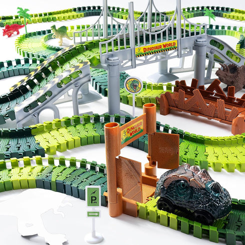 268 3-5, Set, 2 Set, 3-9 PCS Race Tracks Dinosaur Toys for Kids Glow in The Dark Magic Toy Dinosaur Cars Track