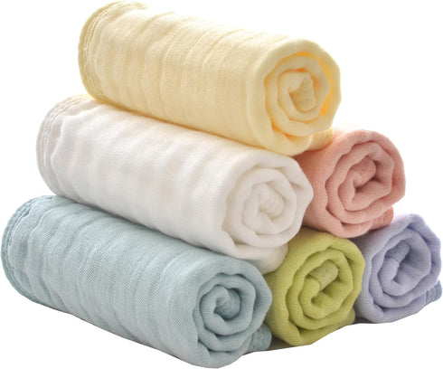 Skin,12x12 inches, 6 Pack MUKIN Baby Washcloths, Soft Absorbent Cotton Burp Cloths, Burping Cloth for Newborn Sensitive