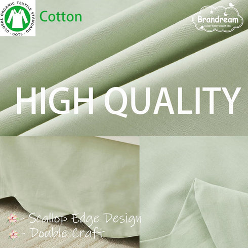 Brandream Scallop Edge Cotton Crib Skirt Toddler Bedskirt Baby Nursery Crib Bed Skirt Gender Neutral Solid Color Light