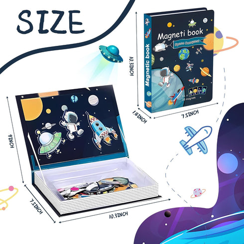 3-5 38 16 3+ Space Magnetic Travel Game Montessori STEM Quiet Toys for Toddlers with Magnets & Activity Cards