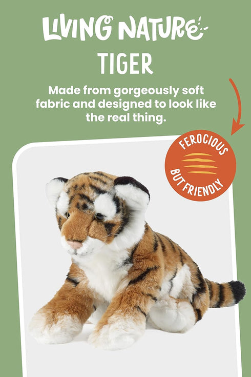 Living Nature Large Tiger Cub Stuffed Animal, Fluffy Soft Toy Gift for Kids, 12 inches